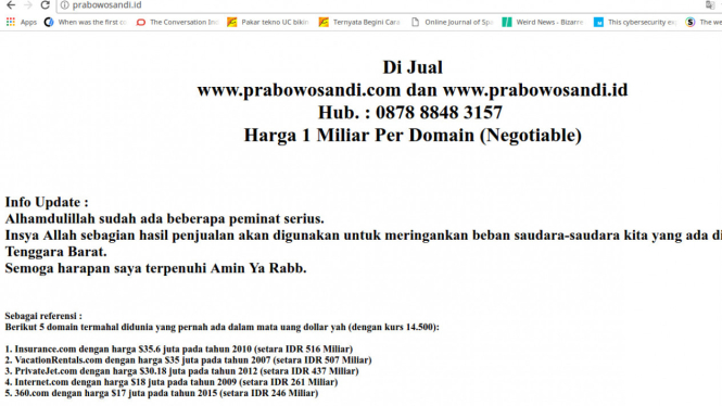 Domain Prabowosandi.com