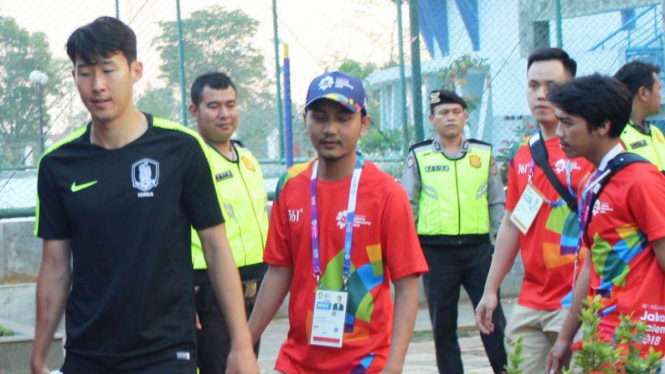 Pemain Timnas Korsel, Son Heung-min, tiba di Indonesia.