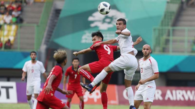 Pertandingan Grup A Asian Games antara Timnas Palestina U-23 kontra Laos U-23