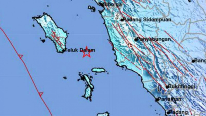 Peta lokasi gempa Nias. (foto ilustrasi).