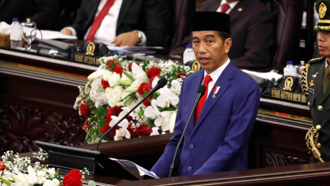 Presiden Joko Widodo menyampaikan Pidato Kenegaraan pada Sidang Tahunan MPR 2018