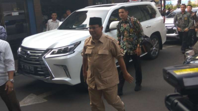 Prabowo Subianto sambangi kantor PBNU, Kamis, 16 Agustus 2018.