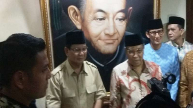 Capres cawapres Prabowo-Sandiaga menyambangi kantor PBNU, Kamis, 16 Agustus 2018.