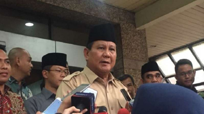 Calon Presiden Prabowo Subianto sowan ke kantor PBNU, Kamis, 16 Agustus 2018.