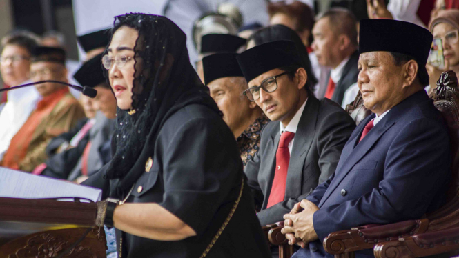 Upacara HUT RI ke-73, Prabowo Subianto dan Sandiaga Uno di UBK, Jakarta