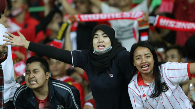 Suporter Timnas Indonesia saat Lawan Laos