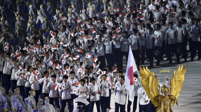Defile kontingen Jepang di pembukaan Asian Games 2018