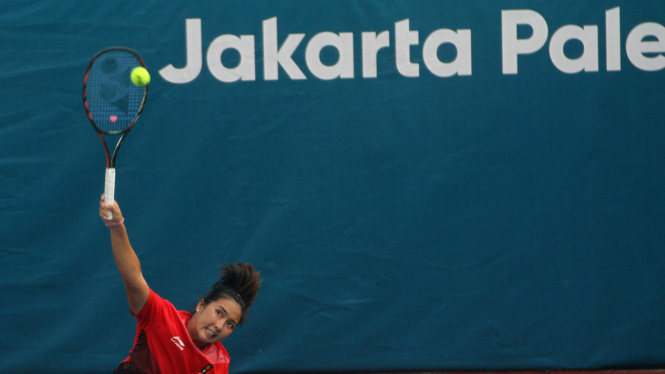 Petenis Indonesia Aldila Sutjiadi Berlatih di Jakabaring Sport City
