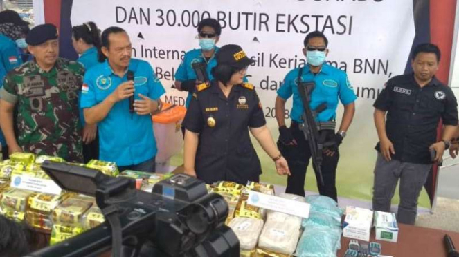 BNN Saat Menggelar Konfrensi Press terkait pengungkapan kasus narkoba