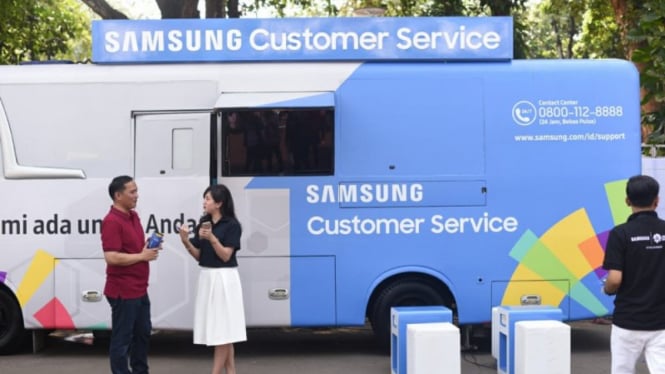 Samsung Service bus di Gelora Bung Karno (GBK) Jakarta selama Asian Games 2018.