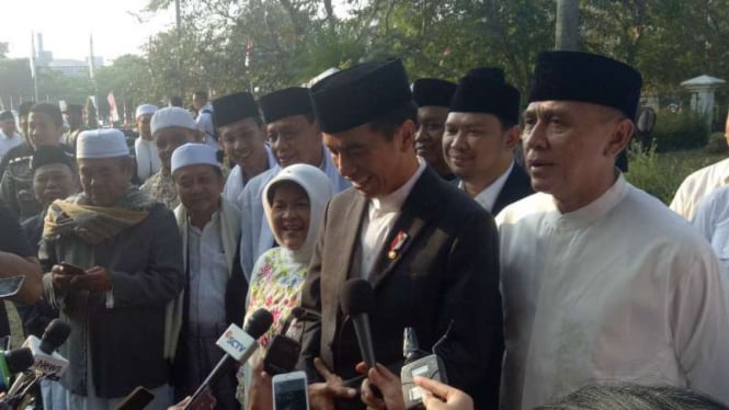 Presiden Jokowi usai salat Idul Adha di Bogor, Rabu, 22 Agustus 2018.