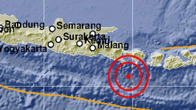 Ilustrasi Episentrum gempa di Denpasar Bali