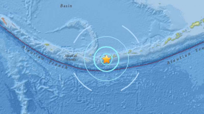 Lokasi pusat gempa 6,3 SR di Alaska.