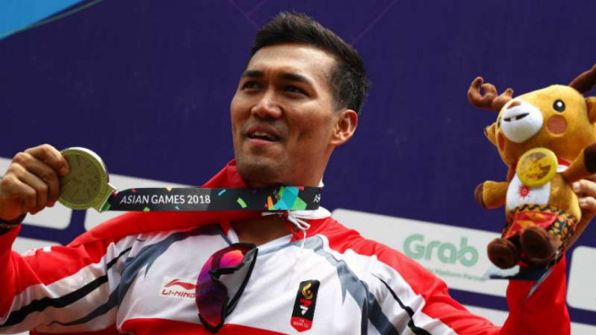 Atlet BMX Indonesia, I Gusti Bagus Saputra menyabet medali perak.