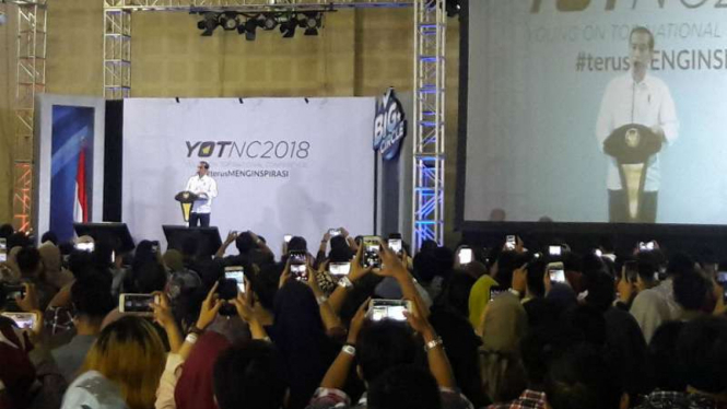 Presiden Jokowi dalam acara Young On Top Nasional Conference (YOTNC) 2018.