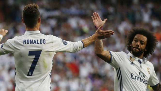 Cristiano Ronaldo saat masih membela Real Madrid bersama Marcelo