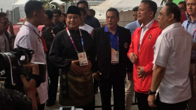 Prabowo Subianto menyaksikan langsung pertandingan Pencak Silat Asian Games