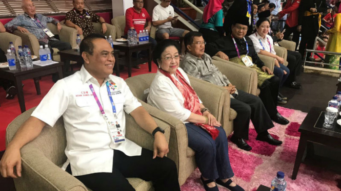 Megawati, JK dan Prabowo menyaksikan Pencak Silat Asian Games