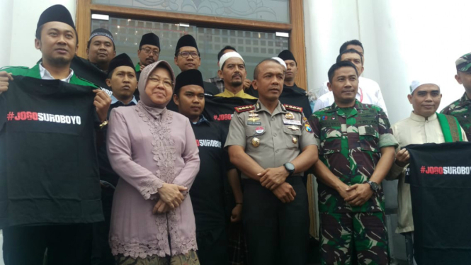 Silaturrahim Ansor dan FPI yang difasilitasi Forkopimda Surabaya di Mapolresta.