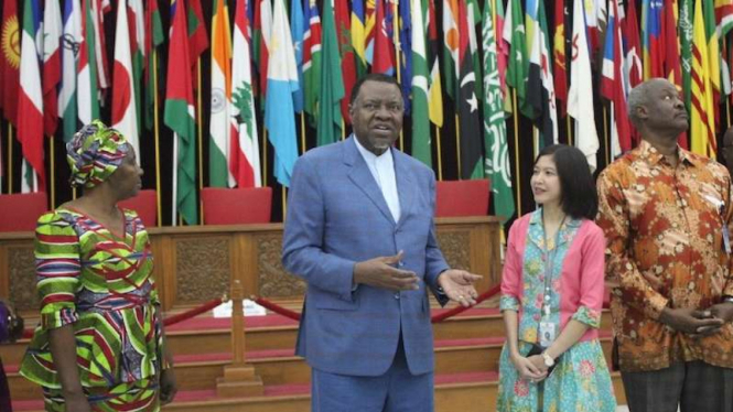 Presiden Namibia, Hage Gottfried Geingob, kunjungi Museum Asia Afrika di Bandung, Jumat 31 Agustus 2018.