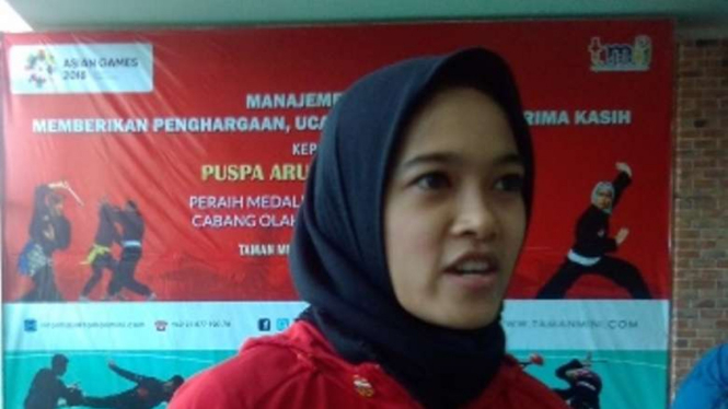 Peraih medali emas Asian Games cabor pencak silat, Puspa Arumsari.