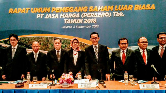 RUPS-LB PT Jasa Marga tahun 2018 di Gedung Bidakara, Jakarta.