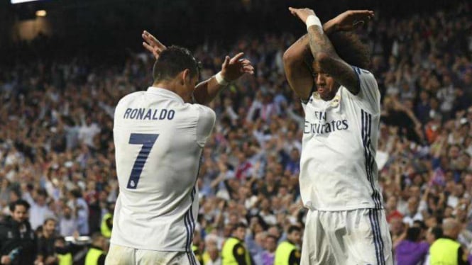 Cristiano Ronaldo saat masih membela Real Madrid bersama Marcelo