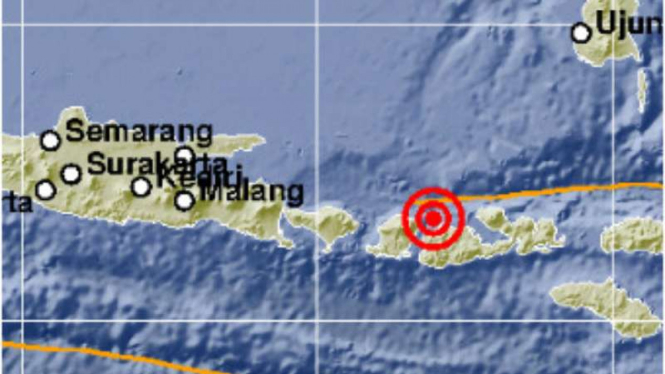 Gempa bumi berkekuatan 5,1 magnitudo berpusat di Pulau Saringi, Sumbawa, Nusa Tenggara Barat, pada Kamis, 6 September 2018.