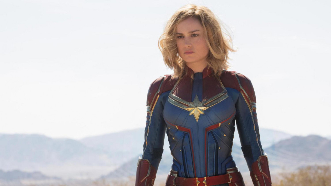 Brie Larson di film Captain Marvel.