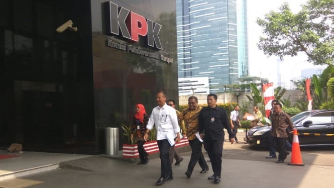 Menteri  Sosial Agus Gumiwang menyambangi kantor KPK, Jumat, 7 September 2018