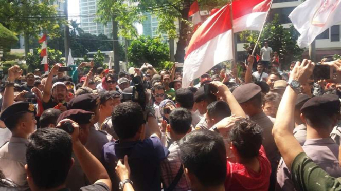 Aksi Protes terhadap transportasi online di Jakarta.