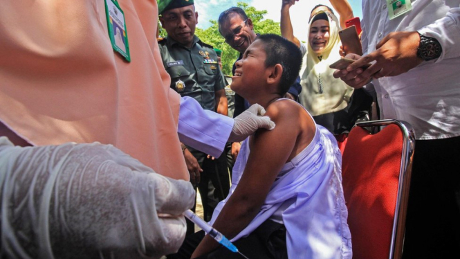 Pemerintah Indonesia menggelar program vaksinasi MR sejak pertengahan tahun 2017. - ANTARA FOTO/ RAHMAD