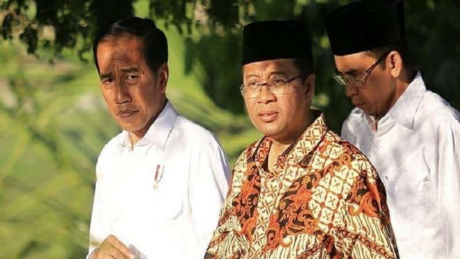 Gubernur NTB terpilih, Zulkieflimansyah bersama Presiden Jokowi dan TGB 
