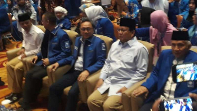 Prabowo Subianto menghadiri workshop nasional Pembekalan Caleg PAN.