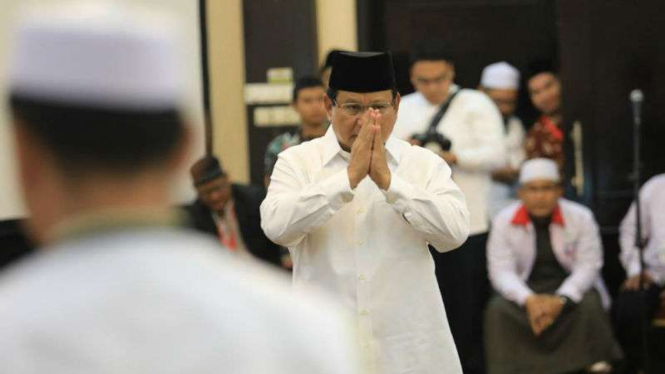 Prabowo Subianto ketika menghadiri Ijtima Ulama II, Jakarta.