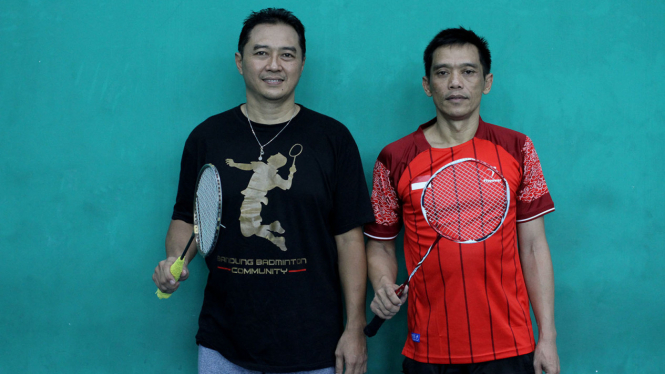 Hary dan Ukun saat menjalani latihan jelang Asian Para Games 2018.