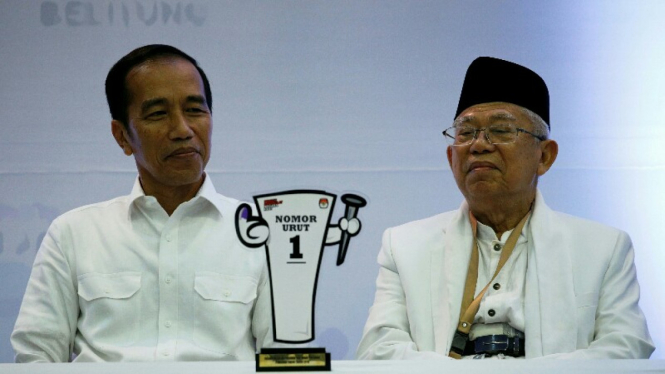 Pasangan calon presiden dan wakil presiden Joko Widodo dan KH. Ma'ruf Amin mendapat nomor urut satu.