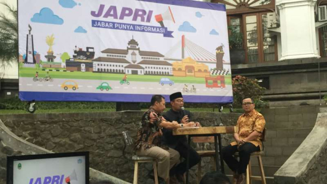 Gubernur Jawa Barat Ridwan Kamil dalam dialog Jabar Punya Informasi di Kota Bandung pada Kamis, 27 September 2018.