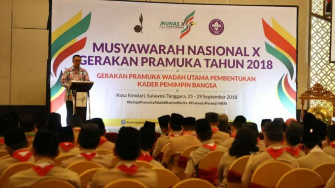 Musyawarah Nasional Pramuka di Kendari, Sulawesi Tenggara, Jumat, 28 September 2018.