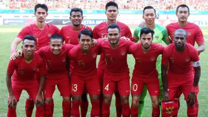 Skuat Timnas Indonesia dalam laga uji coba kontra Mauritius
