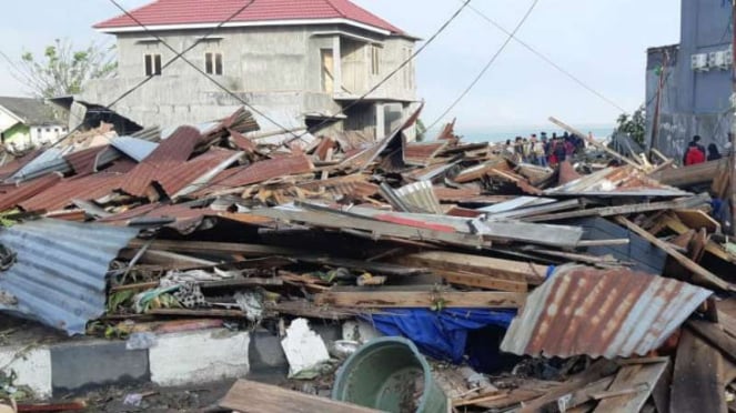 Kondisi pantai di Kota Palu usai gempa 7,4 SR dan tsunami.