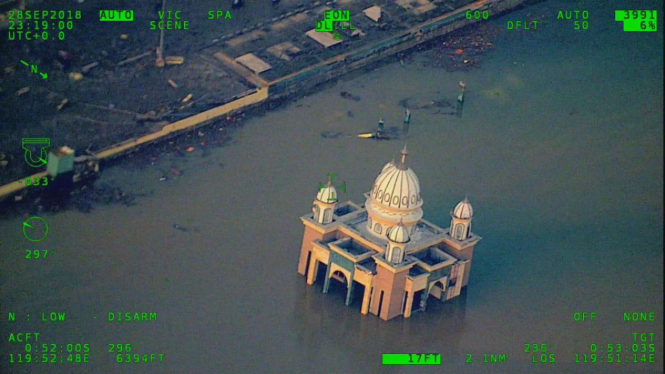 Foto udara kondisi kota Palu pascagempa dengan magnitudo 7,4 SR.