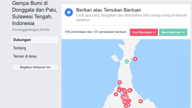 Facebook Safety Check Gempa Donggala dan Palu