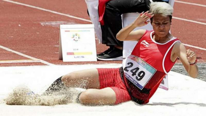 Rica Oktaviani, atlet peraih medali lompat jauh.