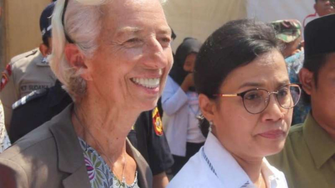 Direktur IMF Chtistine Lagarde dan Menkeu Sri Mulyani