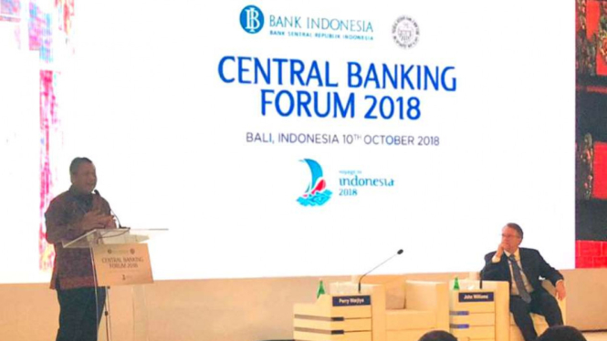 Gubernur Bank Indonesia Perry Warjiyo di Annual Meeting IMF-World Bank 2018.