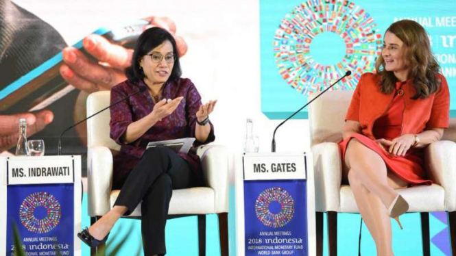 Menteri Keuangan Sri Mulyani Indrawati dan Melinda Gates.