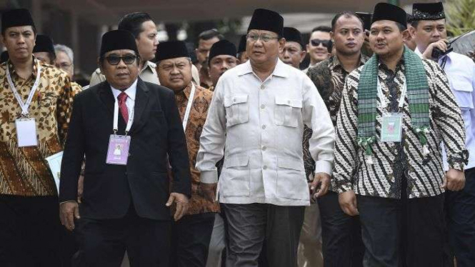 Prabowo Subianto hadiri acara Rakernas Lembaga Dakwah Islam Indonesia di Jakarta Timur.