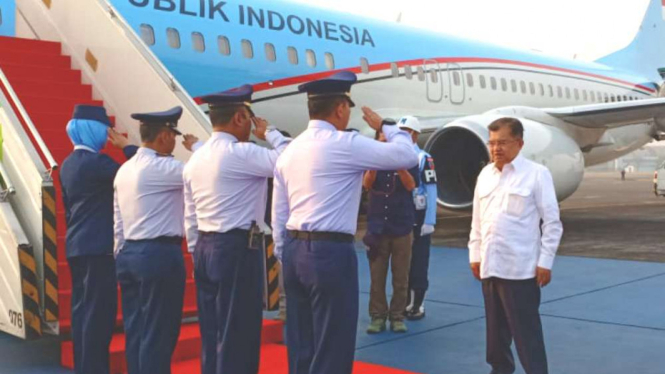 Wapres Jusuf Kalla bertolak ke Palu, Sulawesi Tengah.