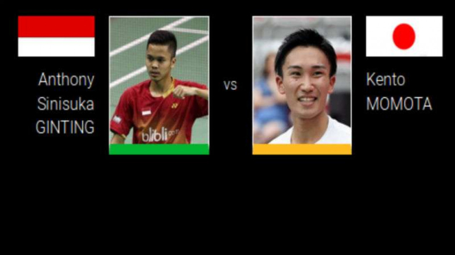 Anthony Ginting dan Kento Momota.